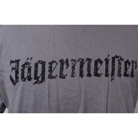 Jägermeister Mens Large Grey Spellout Distressed Deer Head Cross Tee Shirt - Picture 3 of 11